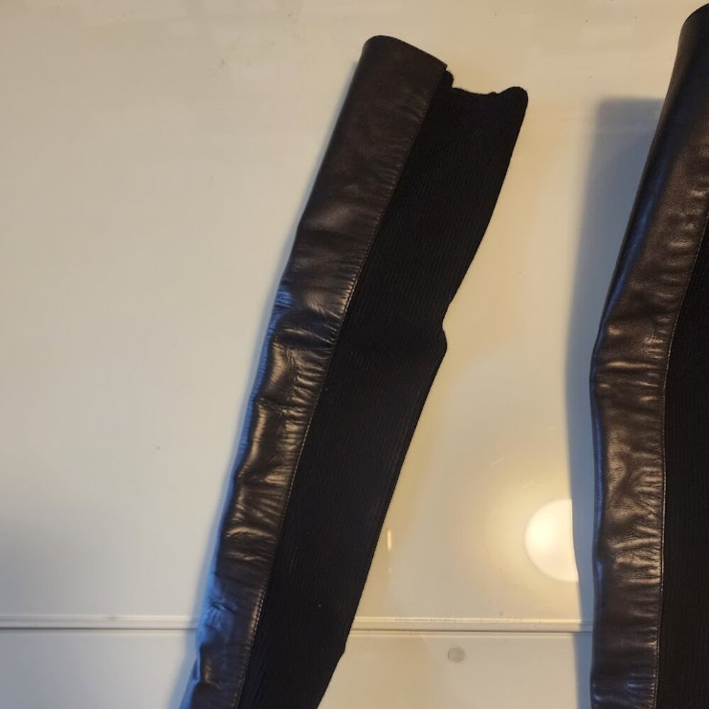 Tony Bianco Black Leather Thigh-High Stiletto Boots - Picture 5 of 13
